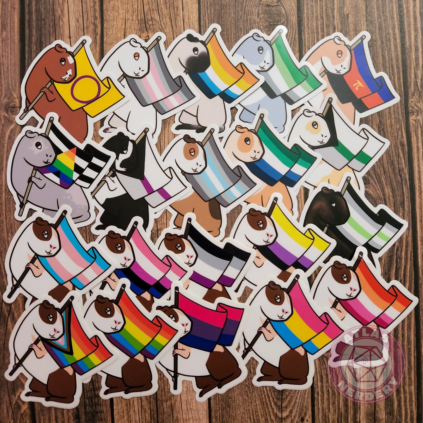 Abrosexual Guinea Pig Pride Flag - 3" Waterproof Vinyl Sticker