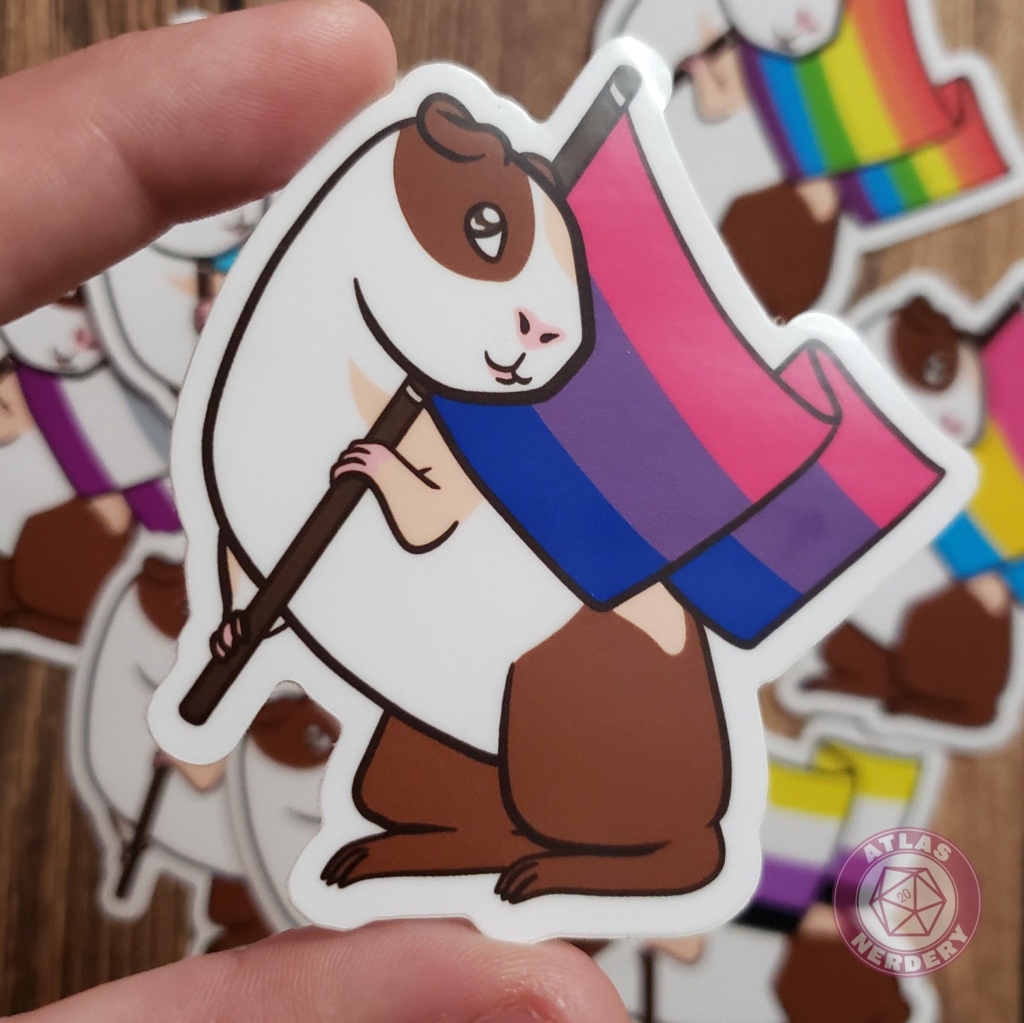 Bisexual Guinea Pig Pride Flag - 3" Waterproof Vinyl Sticker