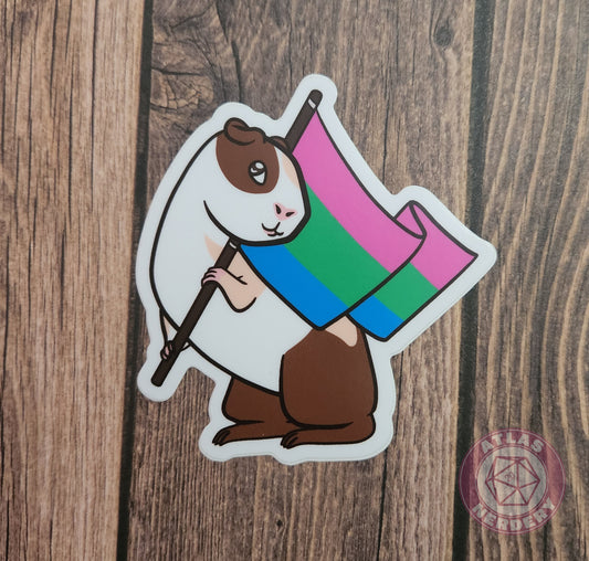 Polysexual Guinea Pig Pride Flag - 3" Waterproof Vinyl Sticker