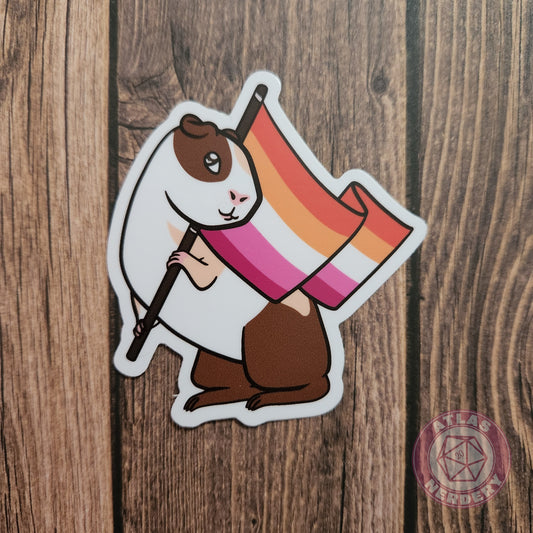 Lesbian Guinea Pig Pride Flag - 3" Waterproof Vinyl Sticker