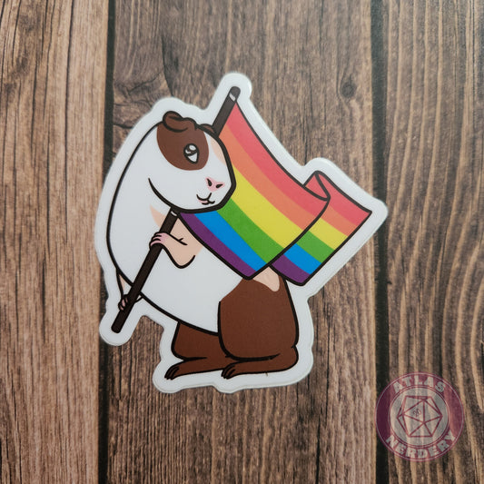 Rainbow Guinea Pig Pride Flag - 3" Waterproof Vinyl Sticker