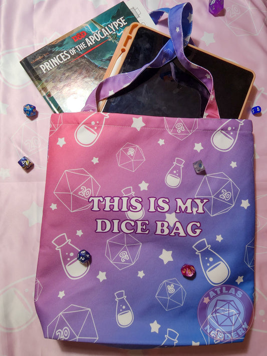 This Is My Dice Bag - 14inx14in Water-Resistant Fabric Tote Bag 35lbs Weight Limit