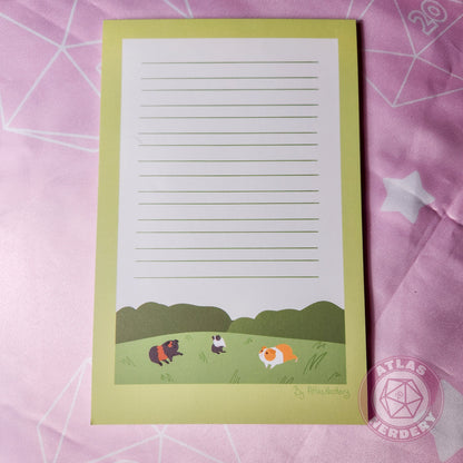 Guinea Pigs Large Notepad - 8.5in x 5.5in Non-Sticky Tear-Away Memo Notepad 50 Pages - Grocery, Shopping, To-Do List