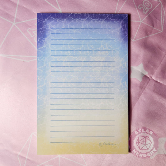 Ocean Waves Large Notepad - 8.5in x 5.5in Non-Sticky Tear-Away Memo Notepad 50 Pages - Grocery, Shopping, To-Do List