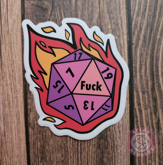 Flaming Crit Fail Sticker - 3" Waterproof Vinyl Sticker