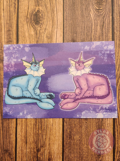 Watery Evolution Kitty #134 Print - 4x6 Matte Art Print on Medium Cardstock