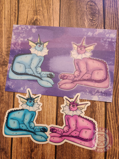 Watery Evolution Kitty #134 Print - 4x6 Matte Art Print on Medium Cardstock