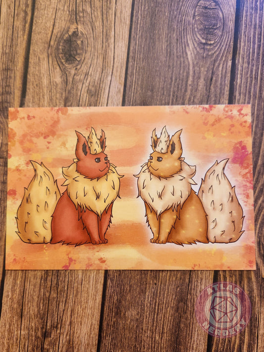 Flaming Evolution Kitty #136 Print - 4x6 Matte Art Print on Medium Cardstock