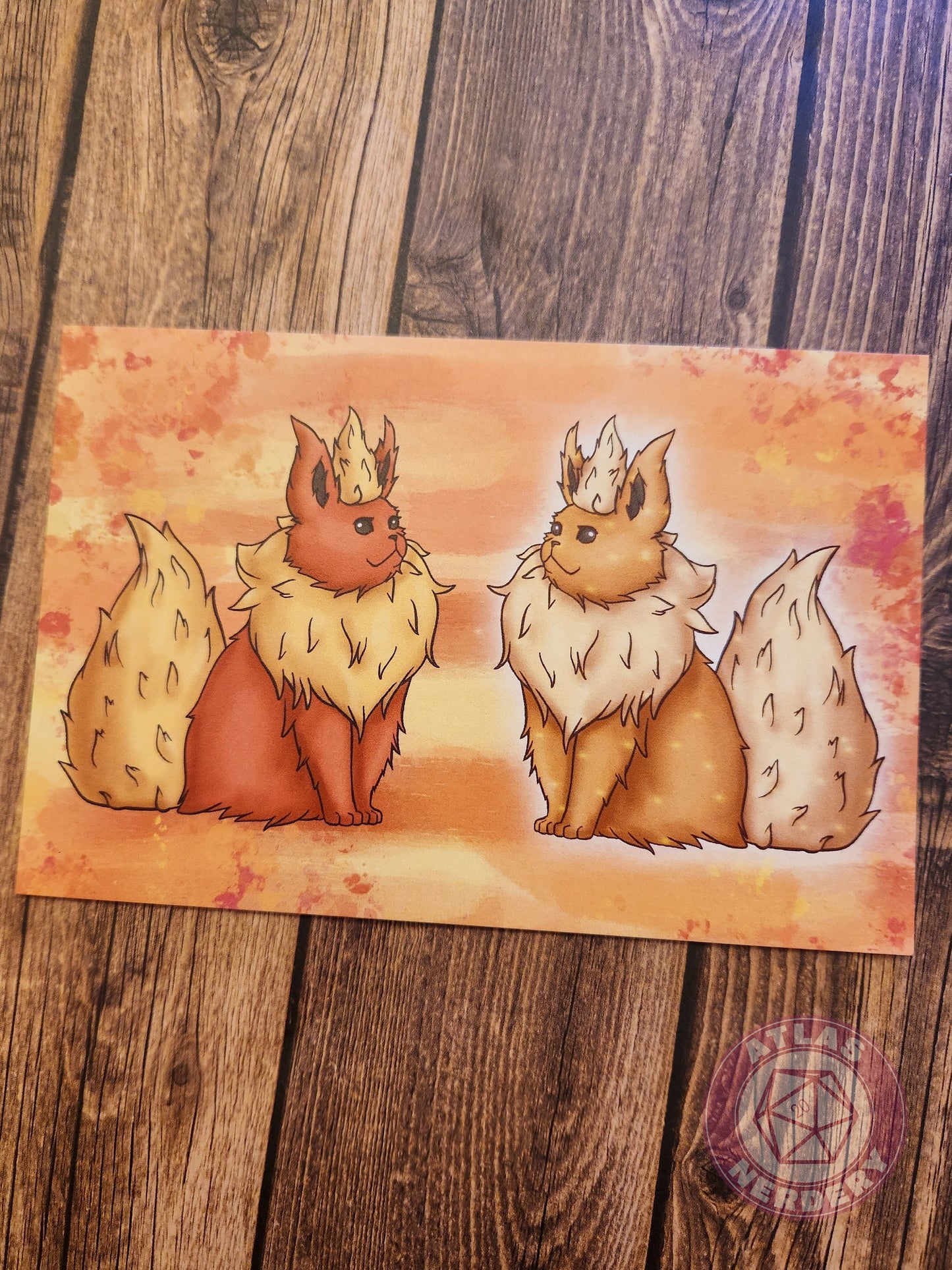 Flaming Evolution Kitty #136 Print - 4x6 Matte Art Print on Medium Cardstock