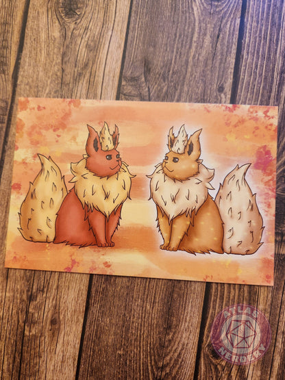 Flaming Evolution Kitty #136 Print - 4x6 Matte Art Print on Medium Cardstock