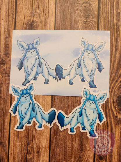 Icy Evolution Kitty #471 Print - 4x6 Matte Art Print on Medium Cardstock