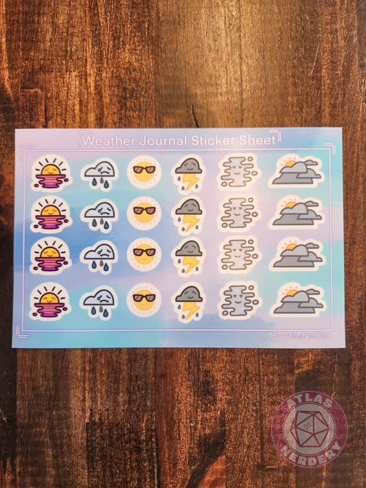Weather Tracker Journaling Sticker Sheet - 4x6 Vinyl Sticker Sheet