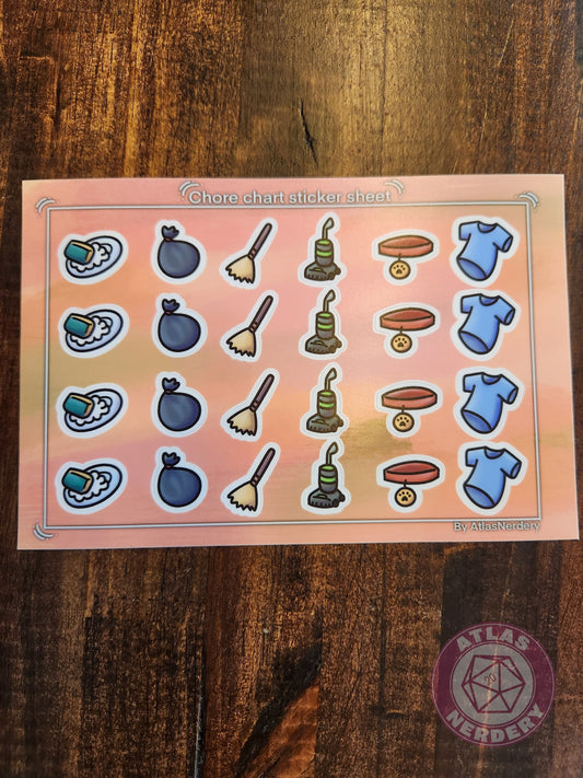 Chore Tracker Journaling Sticker Sheet - 4x6 Vinyl Sticker Sheet