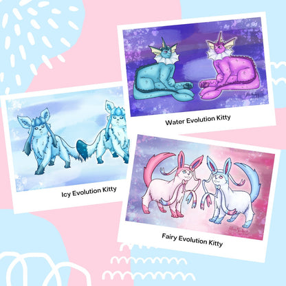 Icy Evolution Kitty #471 Print - 4x6 Matte Art Print on Medium Cardstock