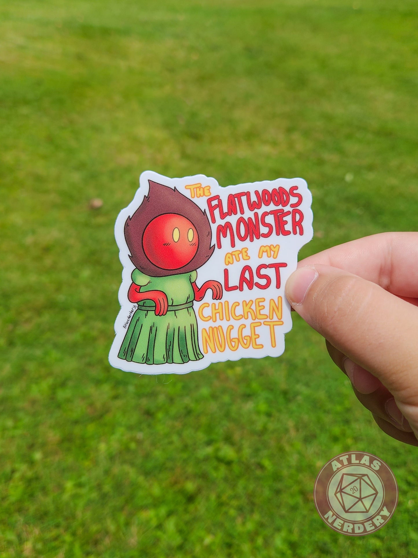 The Flatwoods Monster Ate My Last Chicken Nugget Sticker - 3" Waterproof Semi-Gloss Vinyl Sticker