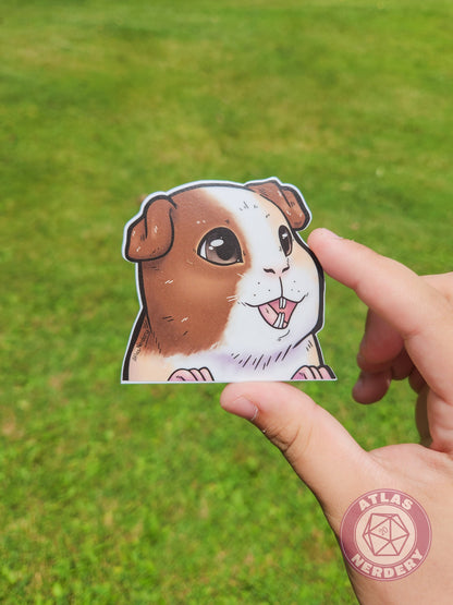 Alucard the Guinea Pig Peeker Sticker - 3" Waterproof Vinyl Sticker