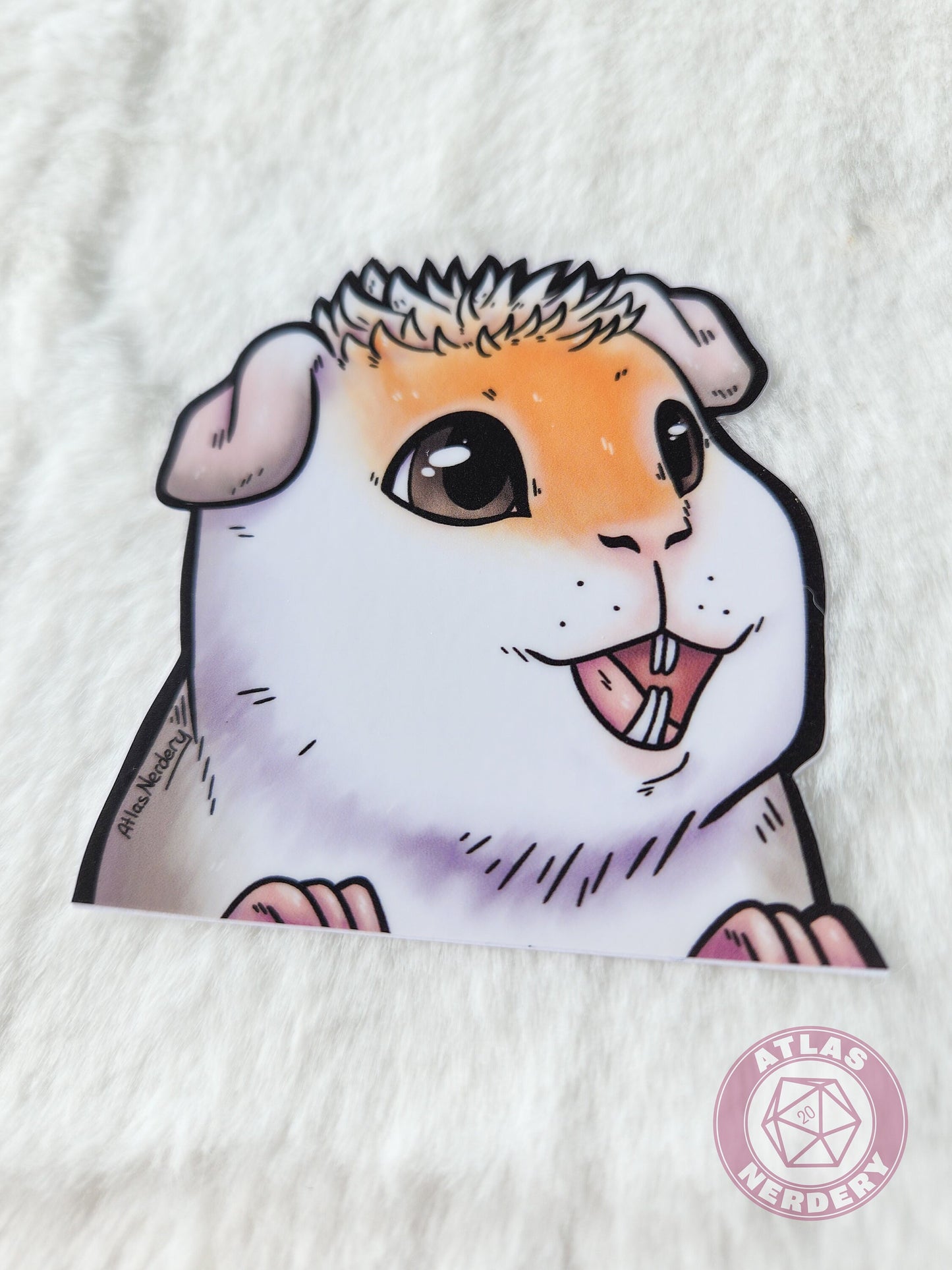 Potassium the Guinea Pig Peeker Sticker - 3" Waterproof Vinyl Sticker