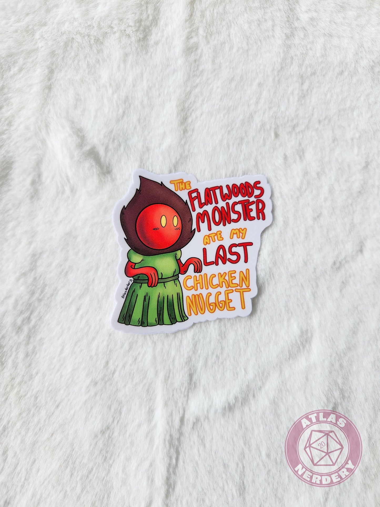The Flatwoods Monster Ate My Last Chicken Nugget Sticker - 3" Waterproof Semi-Gloss Vinyl Sticker