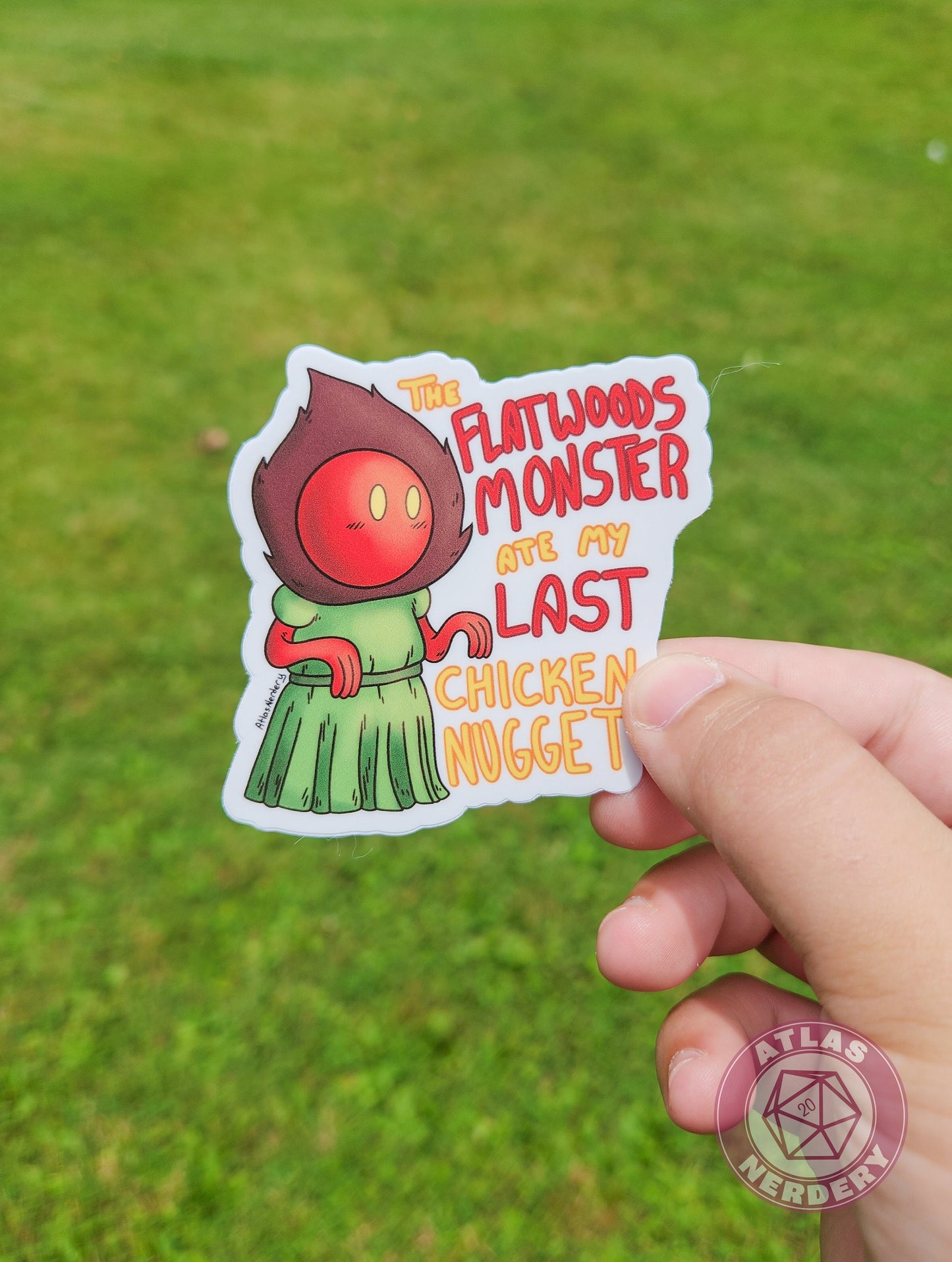 The Flatwoods Monster Ate My Last Chicken Nugget Sticker - 3" Waterproof Semi-Gloss Vinyl Sticker