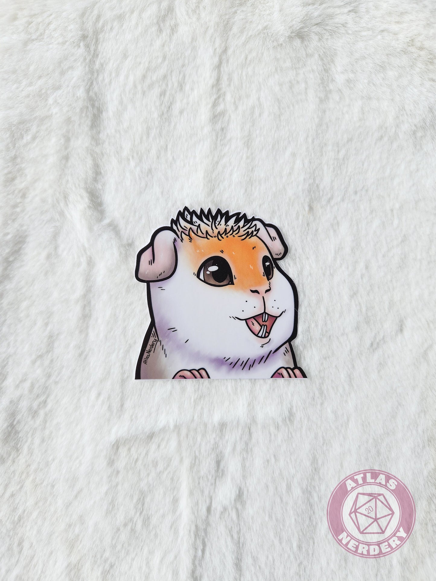 Potassium the Guinea Pig Peeker Sticker - 3" Waterproof Vinyl Sticker