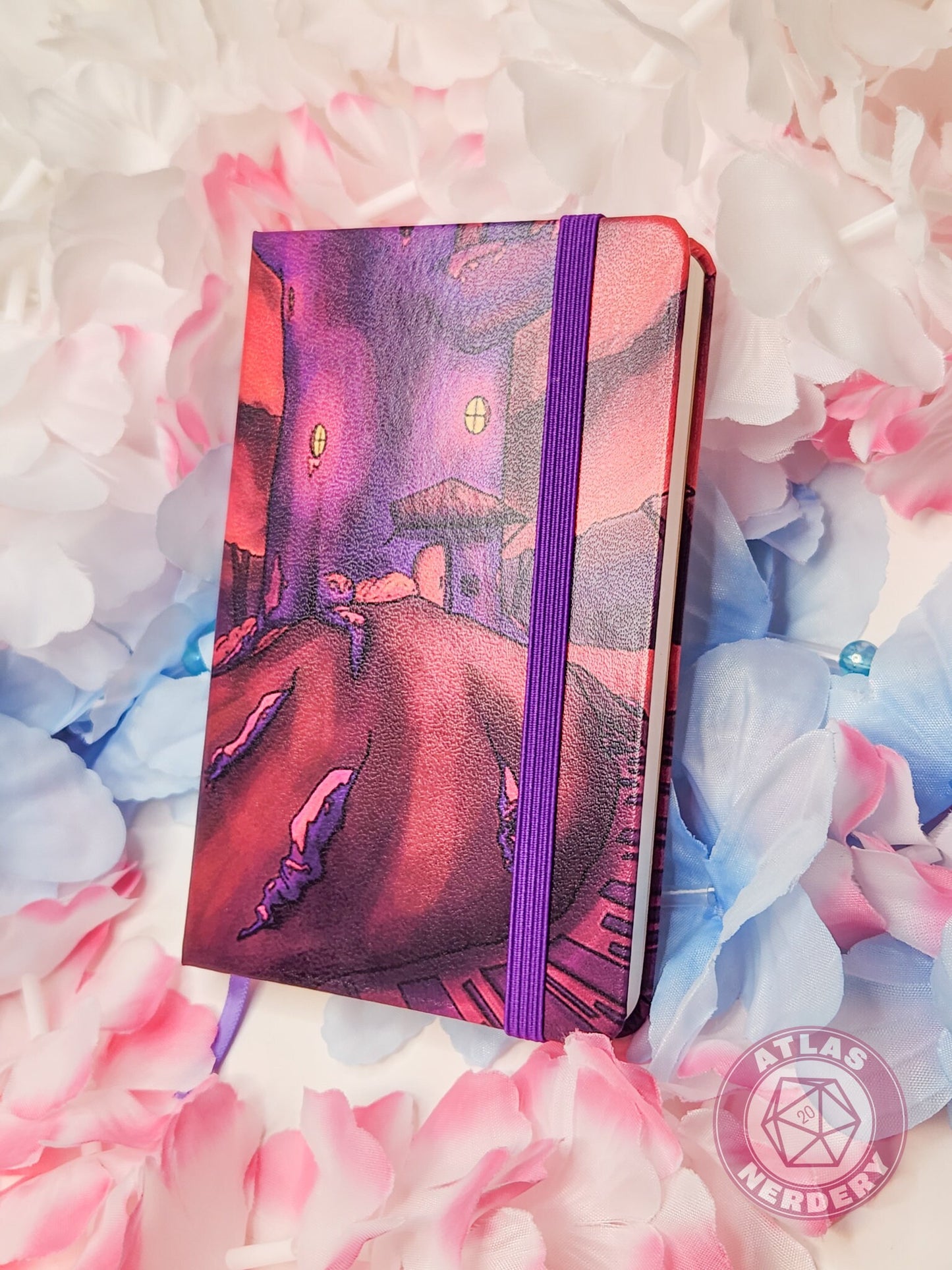 Magical Treehouse Travel Sketchbook - A6 Size with 160 Pages, Purple Ribbon Bookmark and Strap Closure