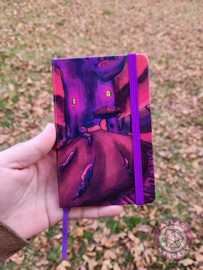 Magical Treehouse Travel Sketchbook - A6 Size with 160 Pages, Purple Ribbon Bookmark and Strap Closure