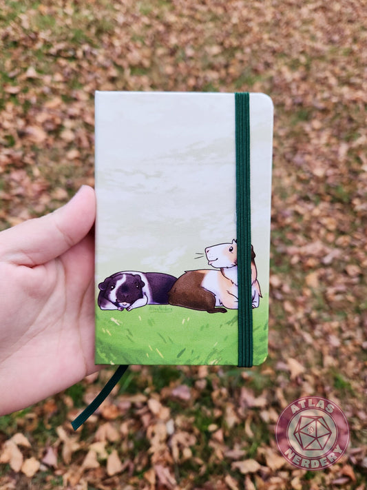 Guinea Pigs Travel Sketchbook - A6 Size with 160 Pages, Green Ribbon Bookmark and Strap Closure